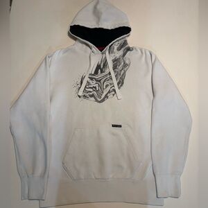 Y2K fox flame white hoodie (some stains all around)